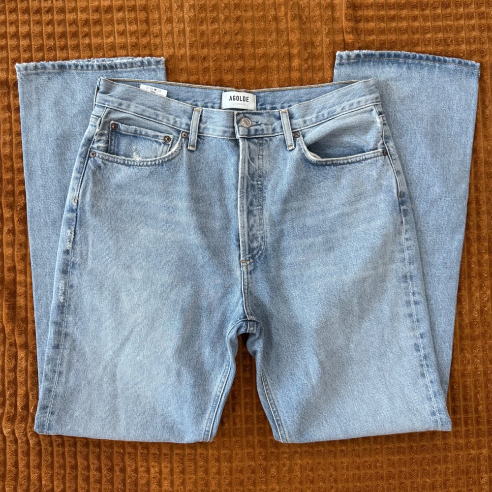 AGOLDE Lana Jeans 30 Blue Light Wash Mid Rise Straight Leg Denim